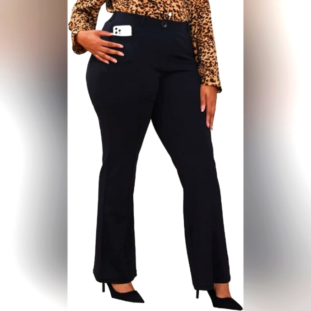 Wrinkle-Free Stretch Dress Pants Plus Size for Women Pull-on Pant Ease